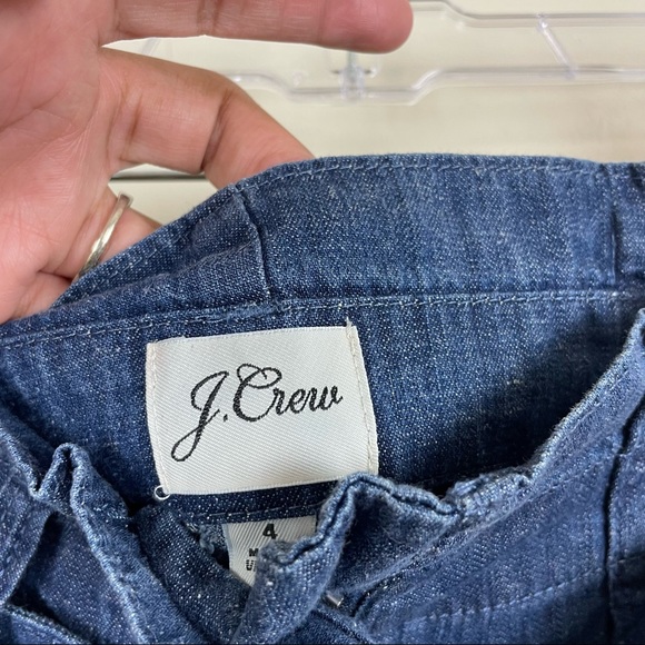 J.Crew Paper Bag Pant Blue Chambray Cropped Ankle Length Tie Waist Hemp Size 4 - Picture 8 of 13